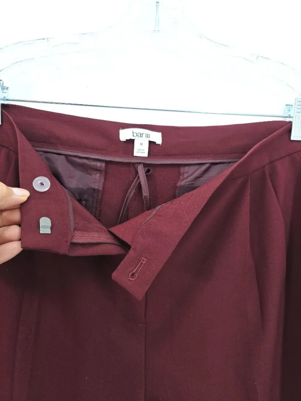 NWT Bar III Burgundy Red Wide Leg Trouser Pants Women's Size 16